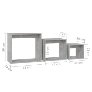 vidaXL Nesting Tables 3 pcs Concrete Grey Engineered Wood