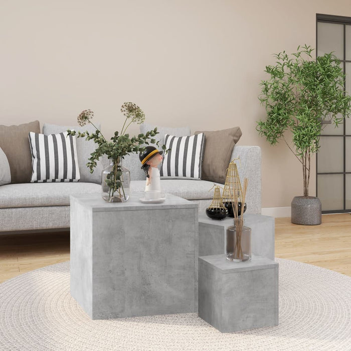 vidaXL Side Tables 3 pcs Concrete Grey Engineered Wood