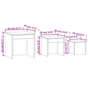 vidaXL Nesting Tables 3 pcs White Engineered Wood