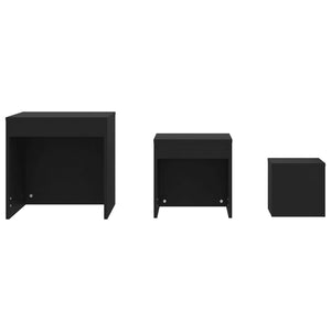 vidaXL Nesting Tables 3 pcs Black Engineered Wood