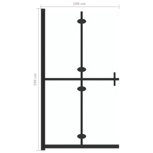 vidaXL Foldable Walk-in Shower Wall Transparent ESG Glass 100x190 cm