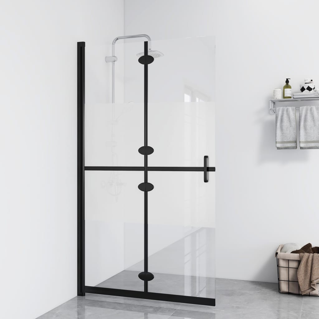 vidaXL Foldable Walk-in Shower Wall Half Frosted ESG Glass 120x190 cm