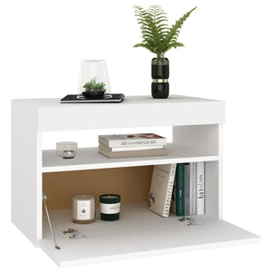 vidaXL Bedside Cabinet & LED Lights White 60x35x40 cm Engineered Wood