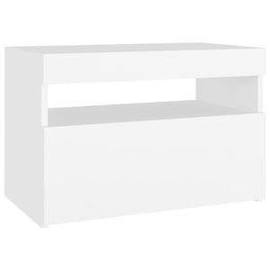 vidaXL Bedside Cabinet & LED Lights White 60x35x40 cm Engineered Wood