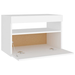 vidaXL Bedside Cabinet & LED Lights White 60x35x40 cm Engineered Wood