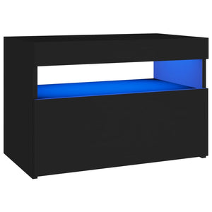 vidaXL Bedside Cabinet & LED Lights Black 60x35x40 cm Engineered Wood