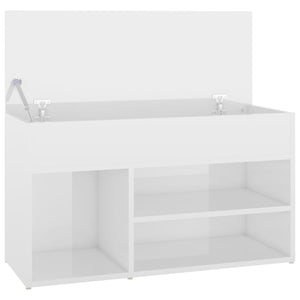 vidaXL Shoe Bench High Gloss White 80x30x45 cm Engineered Wood