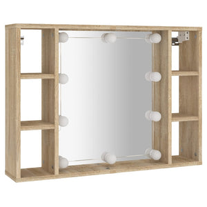 vidaXL Mirror Cabinet with LED Sonoma Oak 76x15x55 cm