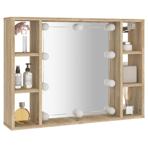 vidaXL Mirror Cabinet with LED Sonoma Oak 76x15x55 cm