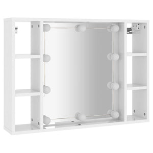 vidaXL Mirror Cabinet with LED High Gloss White 76x15x55 cm