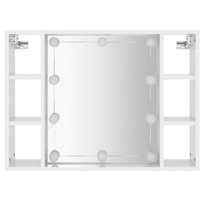 vidaXL Mirror Cabinet with LED High Gloss White 76x15x55 cm