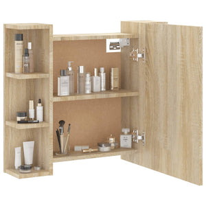 vidaXL Mirror Cabinet with LED Sonoma Oak 70x16.5x60 cm