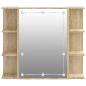 vidaXL Mirror Cabinet with LED Sonoma Oak 70x16.5x60 cm