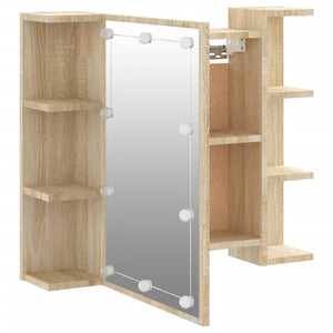 vidaXL Mirror Cabinet with LED Sonoma Oak 70x16.5x60 cm