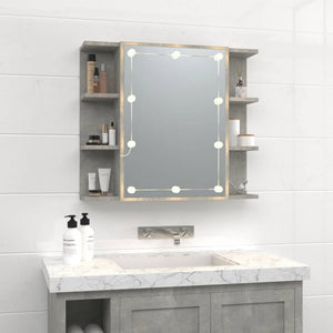 vidaXL Mirror Cabinet with LED Concrete Grey 70x16.5x60 cm