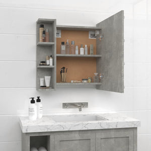 vidaXL Mirror Cabinet with LED Concrete Grey 70x16.5x60 cm