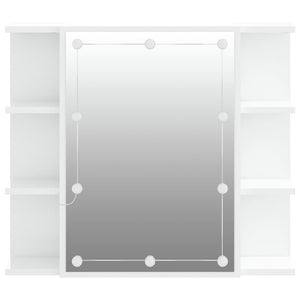 vidaXL Mirror Cabinet with LED High Gloss White 70x16.5x60 cm