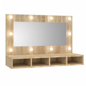 vidaXL Mirror Cabinet with LED Sonoma Oak 90x31.5x62 cm