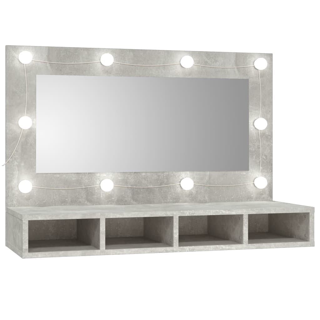 vidaXL Mirror Cabinet with LED Concrete Grey 90x31.5x62 cm