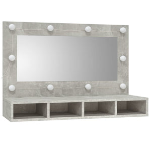 vidaXL Mirror Cabinet with LED Concrete Grey 90x31.5x62 cm