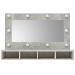 vidaXL Mirror Cabinet with LED Concrete Grey 90x31.5x62 cm