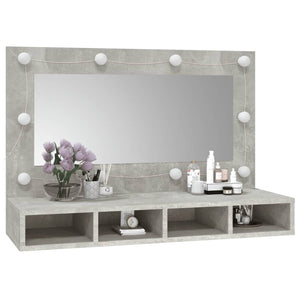 vidaXL Mirror Cabinet with LED Concrete Grey 90x31.5x62 cm