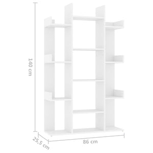 vidaXL Book Cabinet White 86x25.5x140 cm Engineered Wood