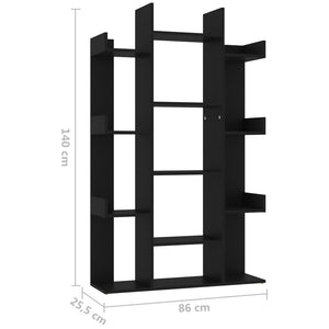 vidaXL Book Cabinet Black 86x25.5x140 cm Engineered Wood