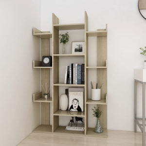 vidaXL Book Cabinet Sonoma Oak 86x25.5x140 cm Engineered Wood