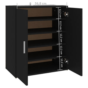 vidaXL Shoe Cabinet Black 60x35x70 cm Engineered Wood