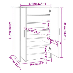 vidaXL Shoe Cabinet White 60x35x92 cm Engineered Wood