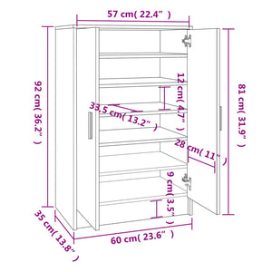 vidaXL Shoe Cabinet Sonoma Oak 60x35x92 cm Engineered Wood