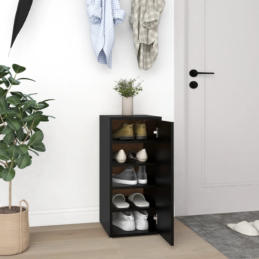 vidaXL Shoe Cabinet Black 32x35x70 cm Engineered Wood