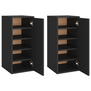 vidaXL Shoe Cabinets 2 pcs Black 32x35x70 cm Engineered Wood