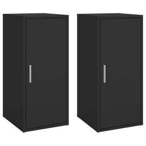 vidaXL Shoe Cabinets 2 pcs Black 32x35x70 cm Engineered Wood