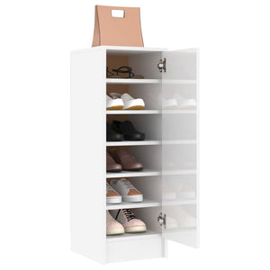 vidaXL Shoe Cabinet High Gloss White 32x35x92 cm Engineered Wood