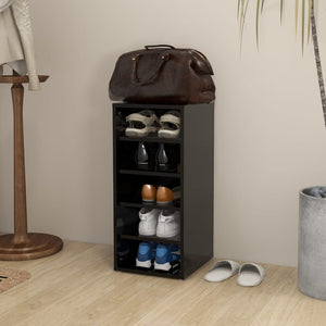 vidaXL Shoe Cabinet Black 31.5x35x70 cm Engineered Wood