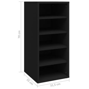 vidaXL Shoe Cabinet Black 31.5x35x70 cm Engineered Wood