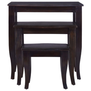 vidaXL Nesting Side Tables 3 pcs Light Black Solid Wood Mahogany