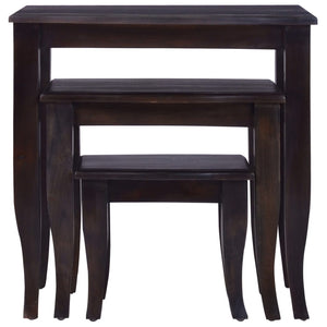 vidaXL Nesting Side Tables 3 pcs Light Black Solid Wood Mahogany