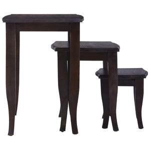 vidaXL Nesting Side Tables 3 pcs Light Black Solid Wood Mahogany