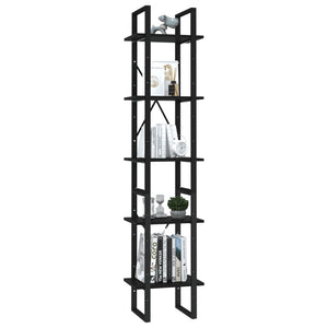 vidaXL 5-Tier Book Cabinet Black 40x30x175 cm Engineered Wood