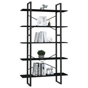 vidaXL 5-Tier Book Cabinet Black 100x30x175 cm Pinewood