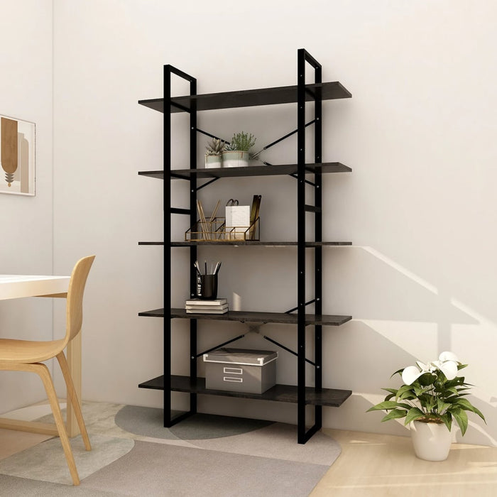 vidaXL 5-Tier Book Cabinet Black 100x30x175 cm Pinewood