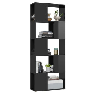 vidaXL Book Cabinet Room Divider High Gloss Black 60x24x155 cm