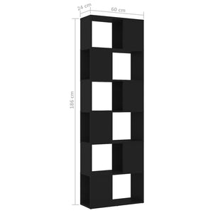 vidaXL Book Cabinet Room Divider Black 60x24x186 cm Engineered Wood