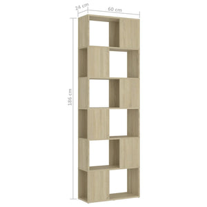 vidaXL Book Cabinet Room Divider Sonoma Oak 60x24x186 cm Engineered Wood