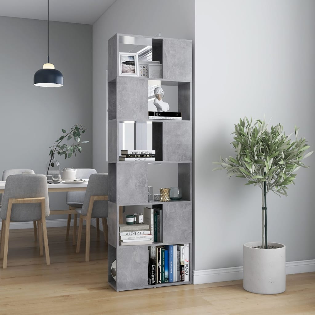 vidaXL Book Cabinet Room Divider Concrete Grey 60x24x186 cm Engineered Wood