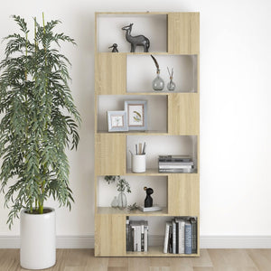 vidaXL Book Cabinet Room Divider Sonoma Oak 80x24x186 cm Engineered Wood