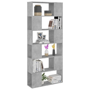 vidaXL Book Cabinet Room Divider Concrete Grey 80x24x186 cm Engineered Wood